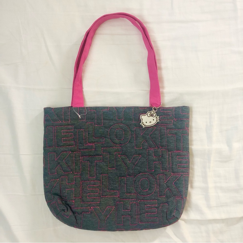 Hello Kitty Quilted Tote Bag with Metal Charm